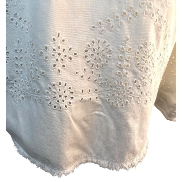 ZARA Eyelet Embroidered Small White Outerwear Snap Button Jean Jacket - Picture 6 of 13